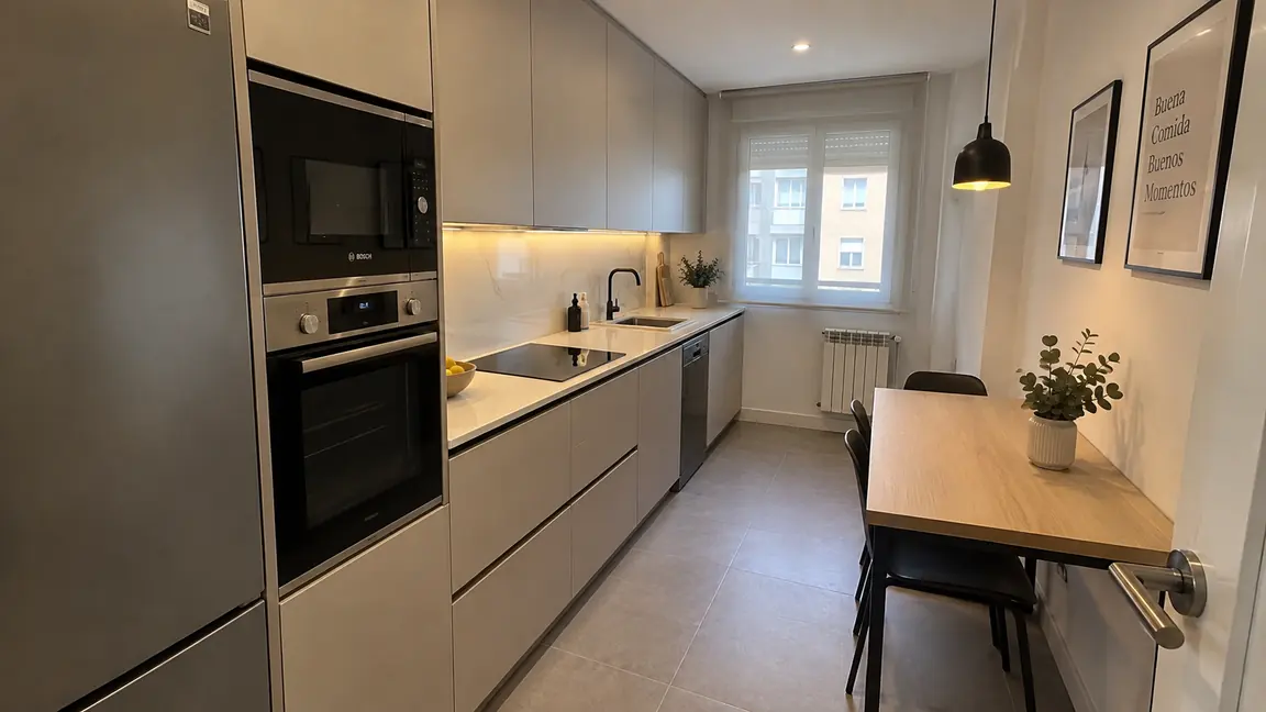 Cocina reformada por Reformas DLCP con encimera y frente nuevos